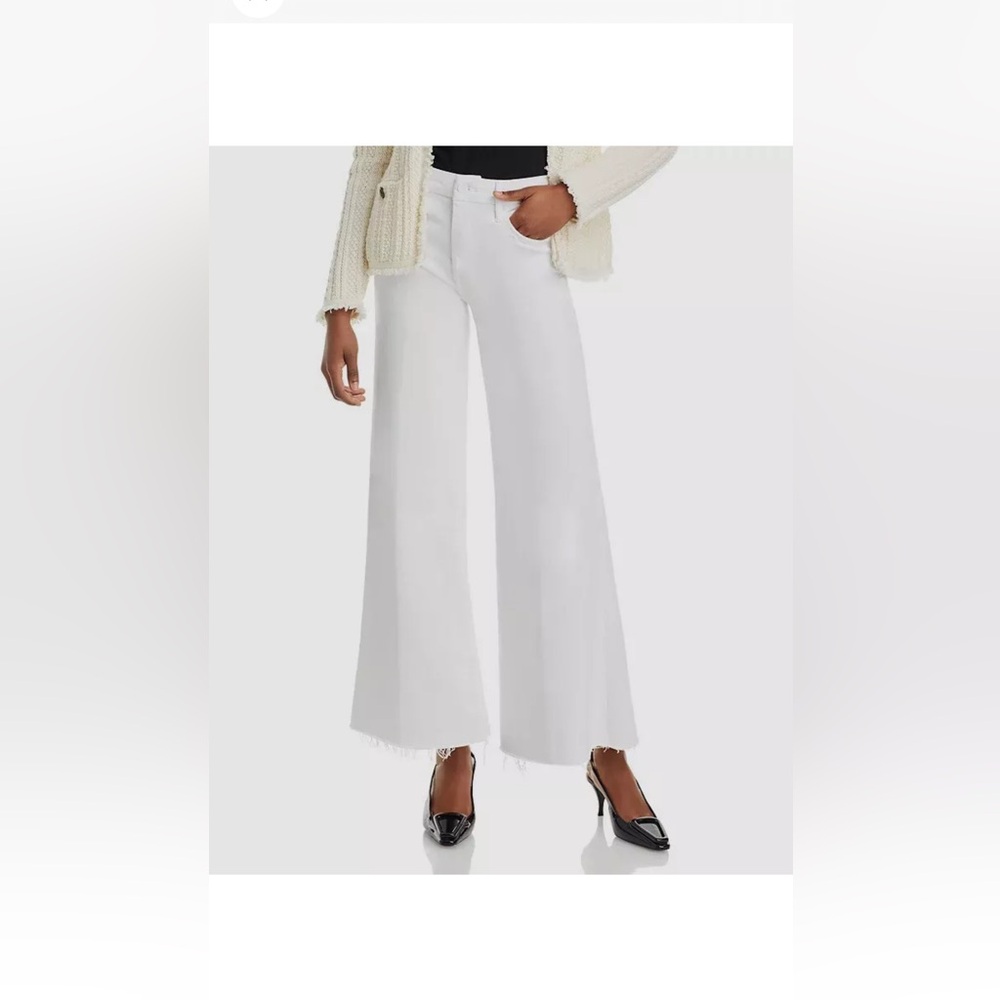 Mother high rise wide leg white jeans 27